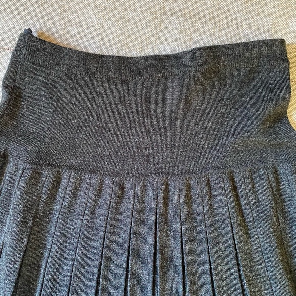 Charcoal Grey Wool Blend Pleated Flare Winter Office Pull On Skirt-Sz-M/L - Picture 2 of 13